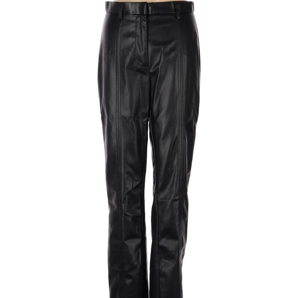 Jason Wu Black Faux Leather Vegan Pants Split Ankle Size Small